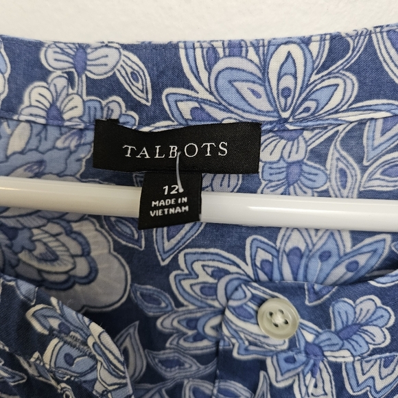 Talbots Sz 12 Cotton Voile Flowy Tiered dress Buoyant Blossoms Maxi Belt Dress - Picture 4 of 15